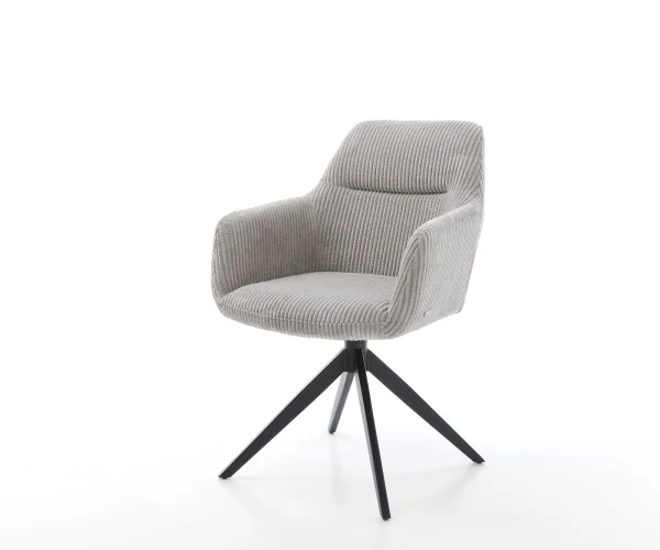 Drehstuhl Pejo-Flex Cord Silbergrau Kreuzgestell breit Schwarz 360° drehbar Wippfunktion Taschenfederkern