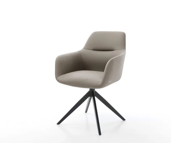 Drehstuhl Pejo-Flex Echt-Leder Schlamm Kreuzgestell breit Schwarz 360° drehbar Wippfunktion Taschenfederkern