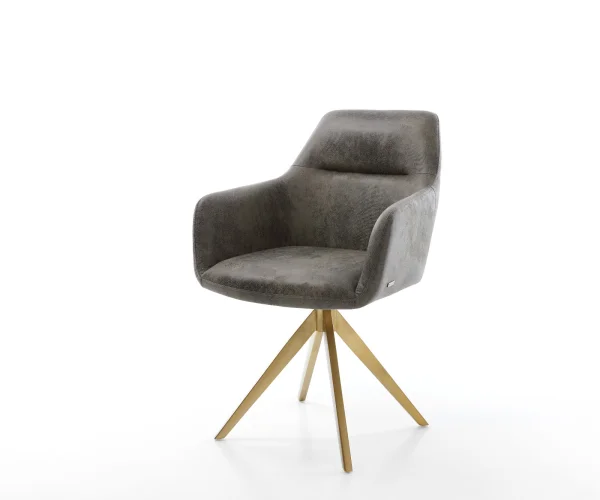 Drehstuhl Pejo-Flex Grau Antik Kreuzgestell kantig Gold 180° drehbar
