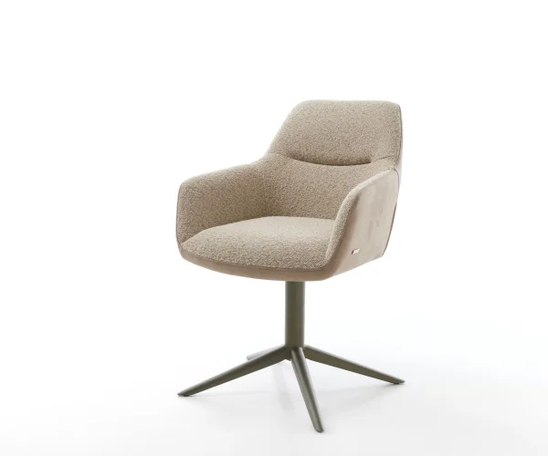 Drehstuhl Pejo-Flex Materialmix Schlamm Fußkreuz Effektfinish Titan 360° drehbar Wippfunktion Taschenfederkern