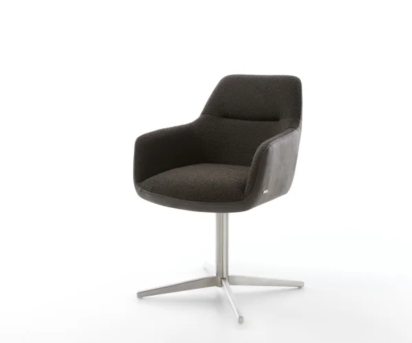 Drehstuhl Pejo-Flex Materialmix Schwarz Fußkreuz Edelstahl 360° drehbar Taschenfederkern