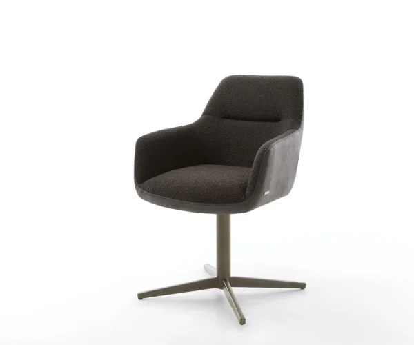 Drehstuhl Pejo-Flex Materialmix Schwarz Fußkreuz Effektfinish Titan 360° drehbar Taschenfederkern