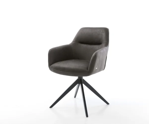 Drehstuhl Pejo-Flex Mikrofaser Anthrazit Vintage Kreuzgestell breit Schwarz 360° drehbar Wippfunktion Taschenfederkern