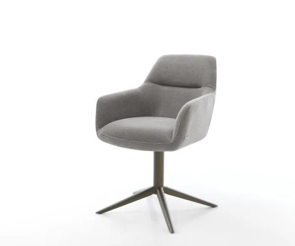 Drehstuhl Pejo-Flex Strukturstoff Soft Grau Fußkreuz Effektfinish Titan 360° drehbar Wippfunktion Taschenfederkern