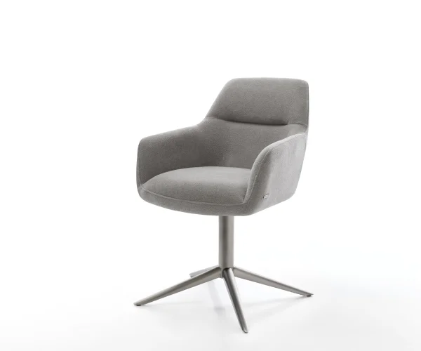 Drehstuhl Pejo-Flex Strukturstoff Soft Grau Fußkreuz Graphit 360° drehbar Wippfunktion Taschenfederkern