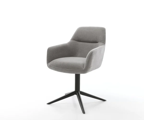 Drehstuhl Pejo-Flex Strukturstoff Soft Grau Fußkreuz Schwarz 360° drehbar Wippfunktion Taschenfederkern
