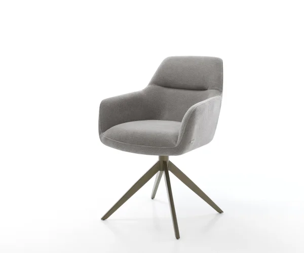 Drehstuhl Pejo-Flex Strukturstoff Soft Grau Kreuzgestell breit Effektfinish Titan 360° drehbar Wippfunktion Taschenfederkern