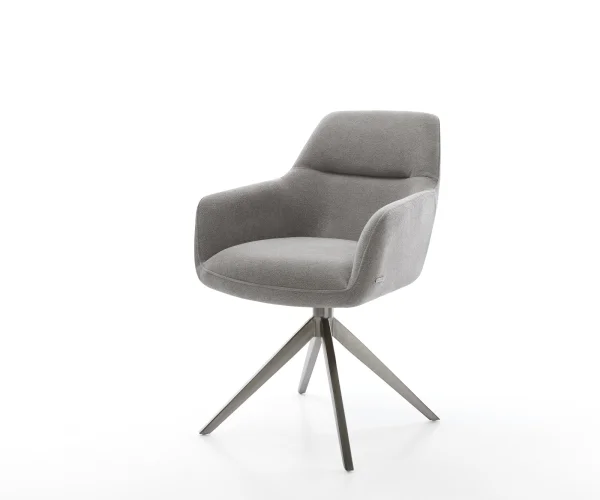 Drehstuhl Pejo-Flex Strukturstoff Soft Grau Kreuzgestell breit Graphit 360° drehbar Wippfunktion Taschenfederkern