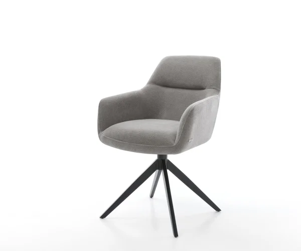 Drehstuhl Pejo-Flex Strukturstoff Soft Grau Kreuzgestell breit Schwarz 360° drehbar Wippfunktion Taschenfederkern