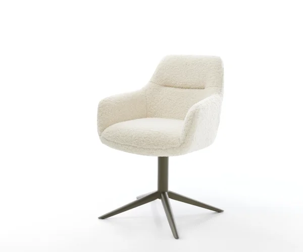 Drehstuhl Pejo-Flex Teddystoff Beige Fußkreuz Effektfinish Titan 360° drehbar Wippfunktion Taschenfederkern