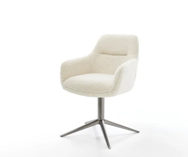 Drehstuhl Pejo-Flex Teddystoff Beige Fußkreuz Graphit 360° drehbar Wippfunktion Taschenfederkern