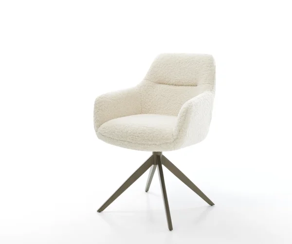Drehstuhl Pejo-Flex Teddystoff Beige Kreuzgestell breit Effektfinish Titan 360° drehbar Wippfunktion Taschenfederkern