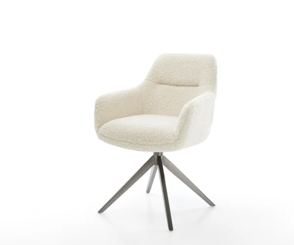 Drehstuhl Pejo-Flex Teddystoff Beige Kreuzgestell breit Graphit 360° drehbar Wippfunktion Taschenfederkern