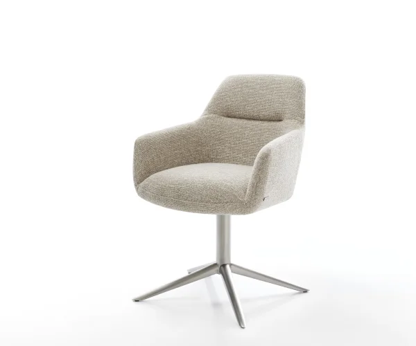 Drehstuhl Pejo-Flex Webstoff Soft Beige Fußkreuz Edelstahl 360° drehbar Wippfunktion Taschenfederkern