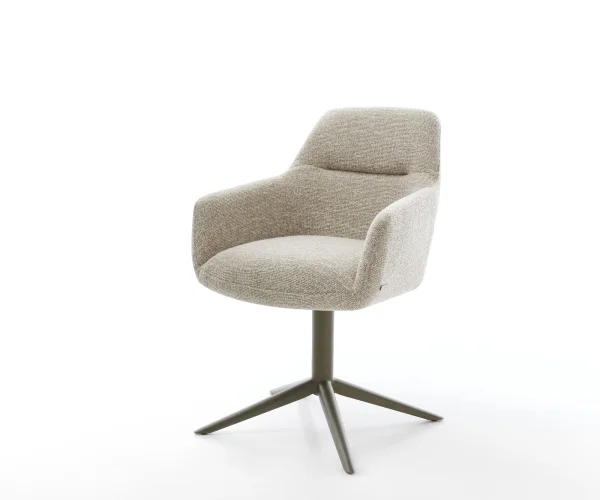 Drehstuhl Pejo-Flex Webstoff Soft Beige Fußkreuz Effektfinish Titan 360° drehbar Wippfunktion Taschenfederkern