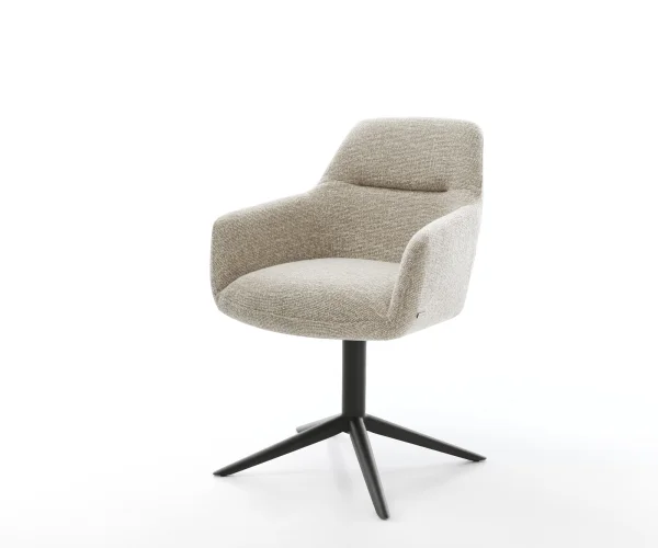 Drehstuhl Pejo-Flex Webstoff Soft Beige Fußkreuz Schwarz 360° drehbar Wippfunktion Taschenfederkern
