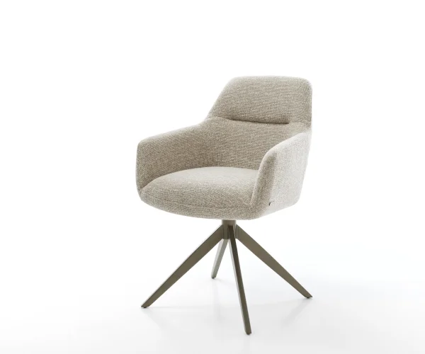 Drehstuhl Pejo-Flex Webstoff Soft Beige Kreuzgestell breit Effektfinish Titan 360° drehbar Wippfunktion Taschenfederkern