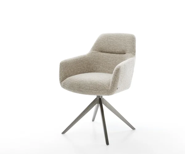 Drehstuhl Pejo-Flex Webstoff Soft Beige Kreuzgestell breit Graphit 360° drehbar Wippfunktion Taschenfederkern