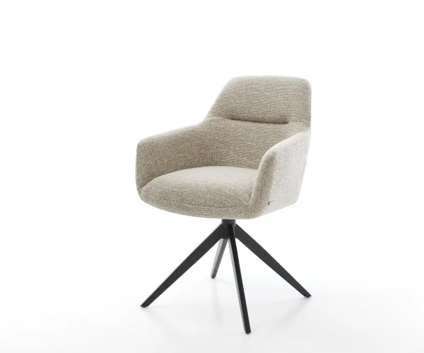 Drehstuhl Pejo-Flex Webstoff Soft Beige Kreuzgestell breit Schwarz 360° drehbar Wippfunktion Taschenfederkern