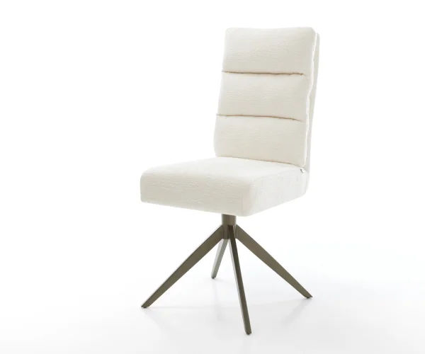 Drehstuhl Pela-Flex Bouclé Soft Beige Kreuzgestell breit Effektfinish Titan 360° drehbar Wippfunktion Taschenfederkern