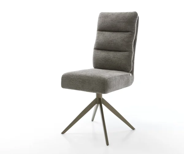 Drehstuhl Pela-Flex Bouclé Soft Schlamm Kreuzgestell breit Effektfinish Titan 360° drehbar Wippfunktion Taschenfederkern