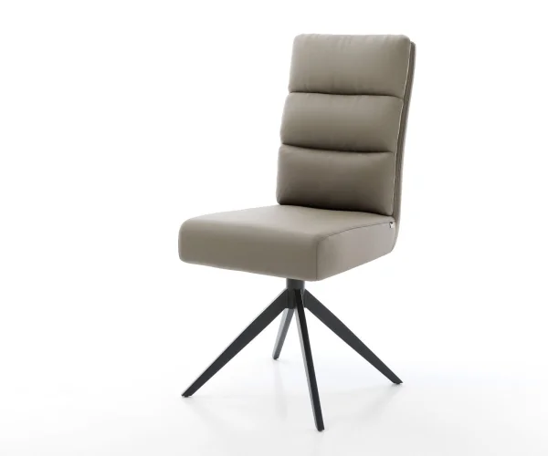 Drehstuhl Pela-Flex Echt-Leder Schlamm Kreuzgestell breit Schwarz 360° drehbar Wippfunktion Taschenfederkern
