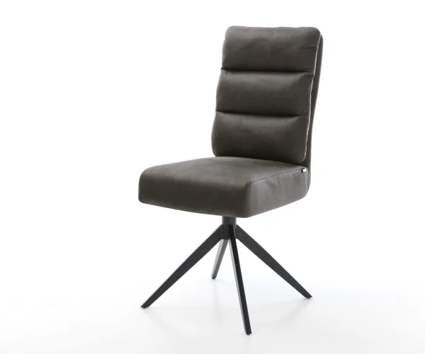Drehstuhl Pela-Flex Mikrofaser Anthrazit Vintage Kreuzgestell breit Schwarz 360° drehbar Wippfunktion Taschenfederkern