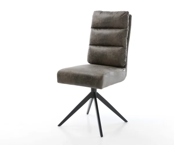 Drehstuhl Pela-Flex Mikrofaser Grau Antik Kreuzgestell breit Schwarz 360° drehbar Wippfunktion Taschenfederkern