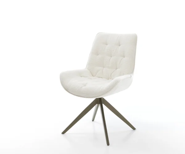 Drehstuhl Taimi-Flex Bouclé Soft Beige Kreuzgestell breit Effektfinish Titan 360° drehbar Wippfunktion