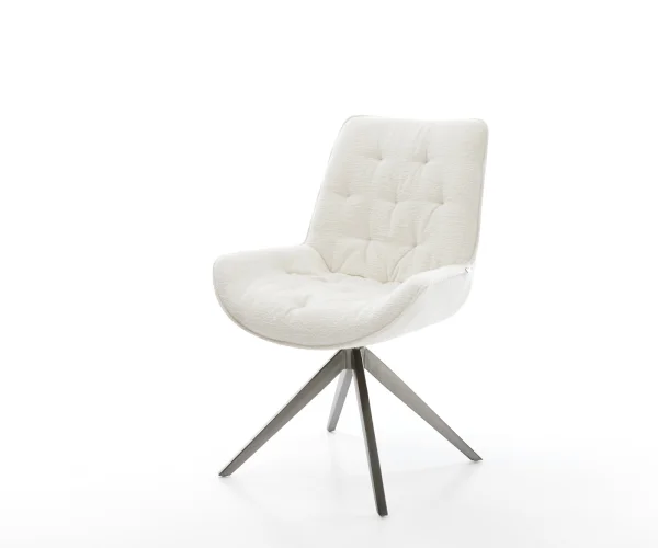 Drehstuhl Taimi-Flex Bouclé Soft Beige Kreuzgestell breit Graphit 360° drehbar Wippfunktion