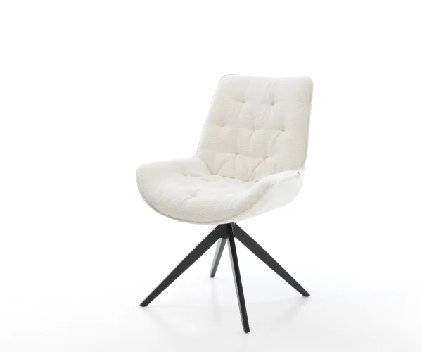 Drehstuhl Taimi-Flex Bouclé Soft Beige Kreuzgestell breit Schwarz 360° drehbar Wippfunktion