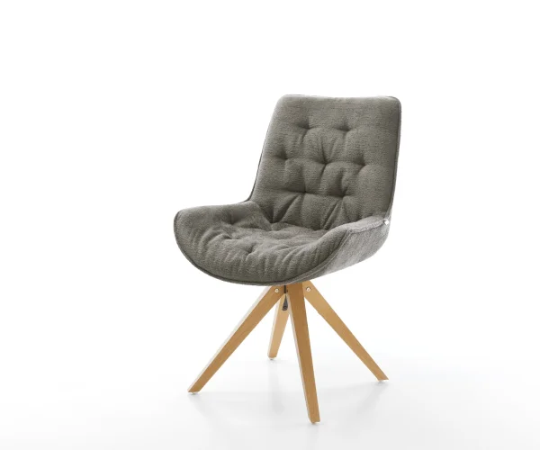 Drehstuhl Taimi-Flex Bouclé Soft Schlamm Holzgestell kantig Natur 180° drehbar