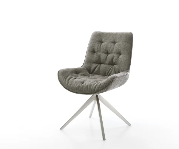 Drehstuhl Taimi-Flex Bouclé Soft Schlamm Kreuzgestell breit Edelstahl 360° drehbar Wippfunktion