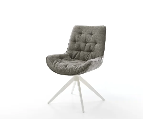 Drehstuhl Taimi-Flex Bouclé Soft Schlamm Kreuzgestell breit Weiß 360° drehbar Wippfunktion