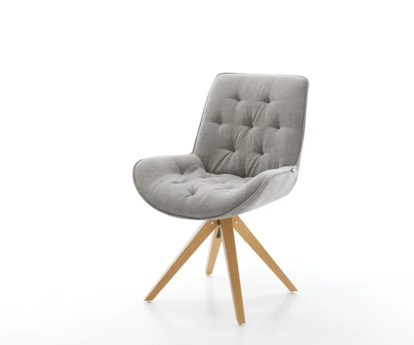 Drehstuhl Taimi-Flex Strukturstoff Soft Grau Holzgestell kantig Natur 180° drehbar