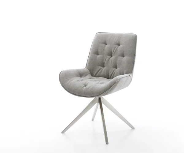 Drehstuhl Taimi-Flex Strukturstoff Soft Grau Kreuzgestell breit Edelstahl 360° drehbar Wippfunktion