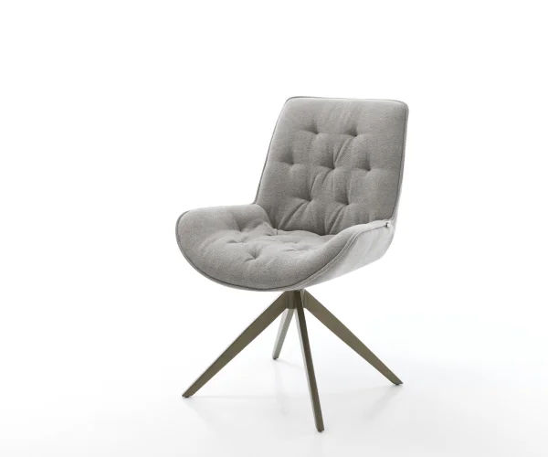 Drehstuhl Taimi-Flex Strukturstoff Soft Grau Kreuzgestell breit Effektfinish Titan 360° drehbar Wippfunktion