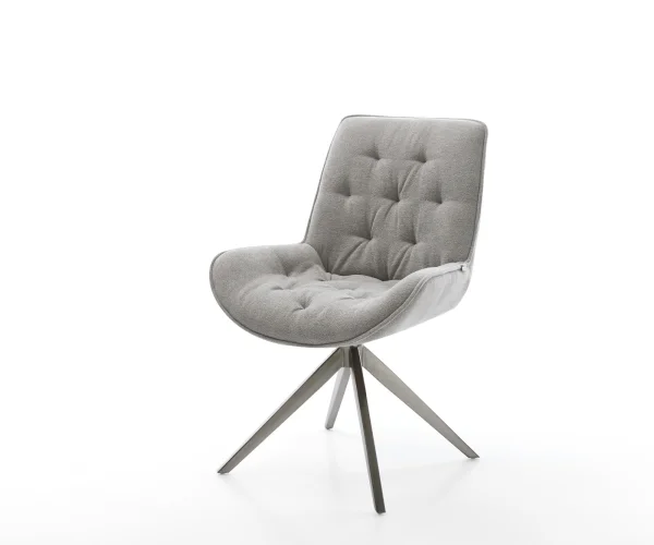 Drehstuhl Taimi-Flex Strukturstoff Soft Grau Kreuzgestell breit Graphit 360° drehbar Wippfunktion