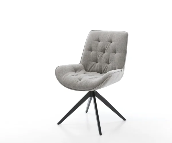 Drehstuhl Taimi-Flex Strukturstoff Soft Grau Kreuzgestell breit Schwarz 360° drehbar Wippfunktion