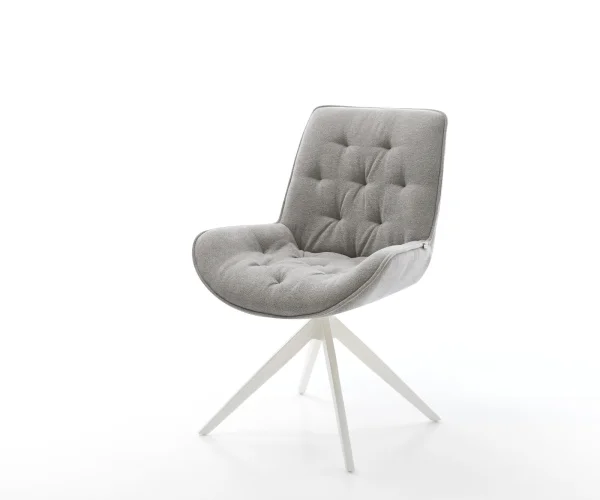 Drehstuhl Taimi-Flex Strukturstoff Soft Grau Kreuzgestell breit Weiß 360° drehbar Wippfunktion