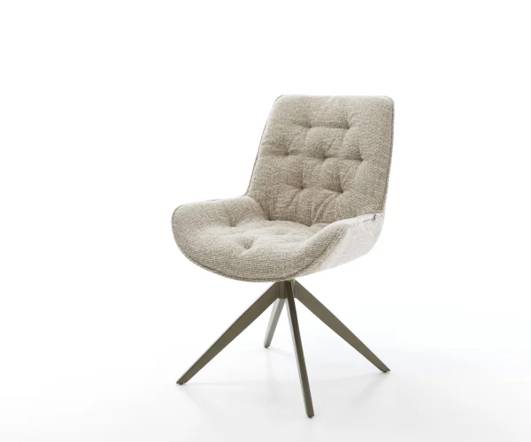 Drehstuhl Taimi-Flex Webstoff Soft Beige Kreuzgestell breit Effektfinish Titan 360° drehbar Wippfunktion