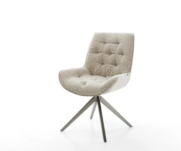 Drehstuhl Taimi-Flex Webstoff Soft Beige Kreuzgestell breit Graphit 360° drehbar Wippfunktion