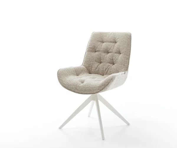 Drehstuhl Taimi-Flex Webstoff Soft Beige Kreuzgestell breit Weiß 360° drehbar Wippfunktion