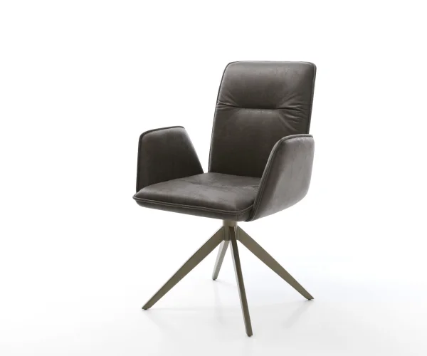 Drehstuhl Vinja-Flex Mikrofaser Anthrazit Vintage Kreuzgestell breit Effektfinish Titan 360° drehbar