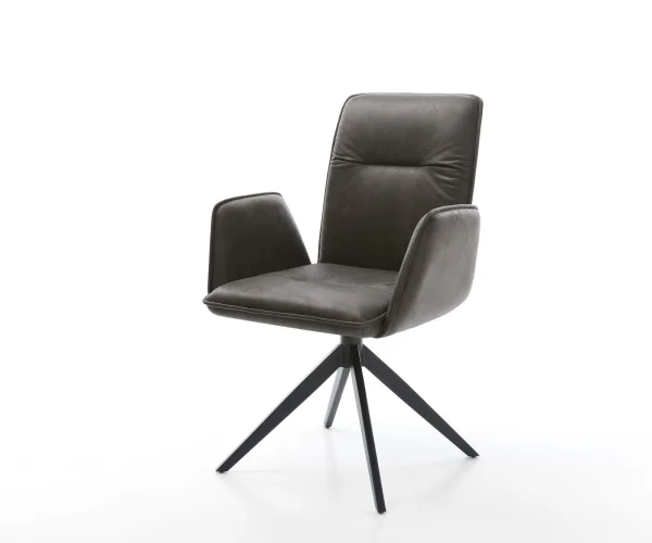 Drehstuhl Vinja-Flex Mikrofaser Anthrazit Vintage Kreuzgestell breit Schwarz 360° drehbar Wippfunktion