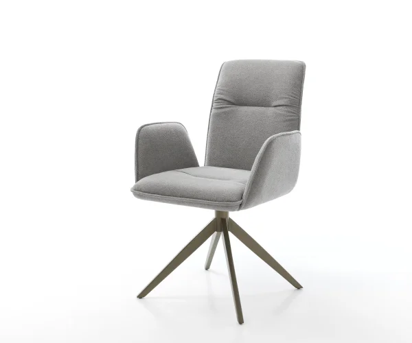 Drehstuhl Vinja-Flex Strukturstoff Soft Grau Kreuzgestell breit Effektfinish Titan 360° drehbar Wippfunktion