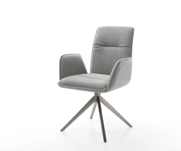 Drehstuhl Vinja-Flex Strukturstoff Soft Grau Kreuzgestell breit Graphit 360° drehbar Wippfunktion