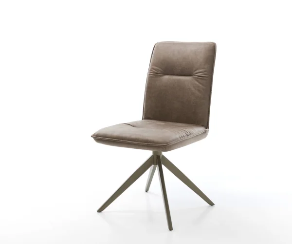 Drehstuhl Vinjo-Flex Mikrofaser Taupe Vintage Kreuzgestell breit Effektfinish Titan 360° drehbar