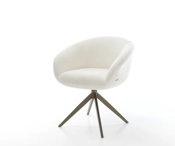 Drehstuhl Vinka-Flex mit Armlehnen Bouclé Soft Beige Kreuzgestell breit Effektfinish Titan 360° drehbar Wippfunktion Taschenfederkern