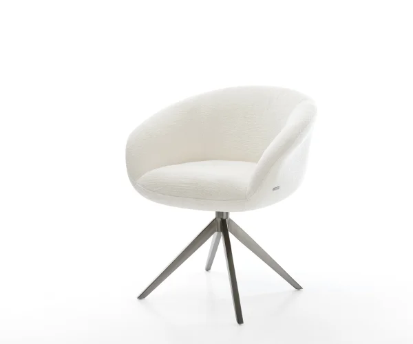 Drehstuhl Vinka-Flex mit Armlehnen Bouclé Soft Beige Kreuzgestell breit Graphit 360° drehbar Wippfunktion Taschenfederkern